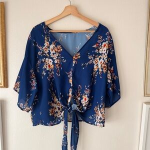 Floral Blue Women's Top